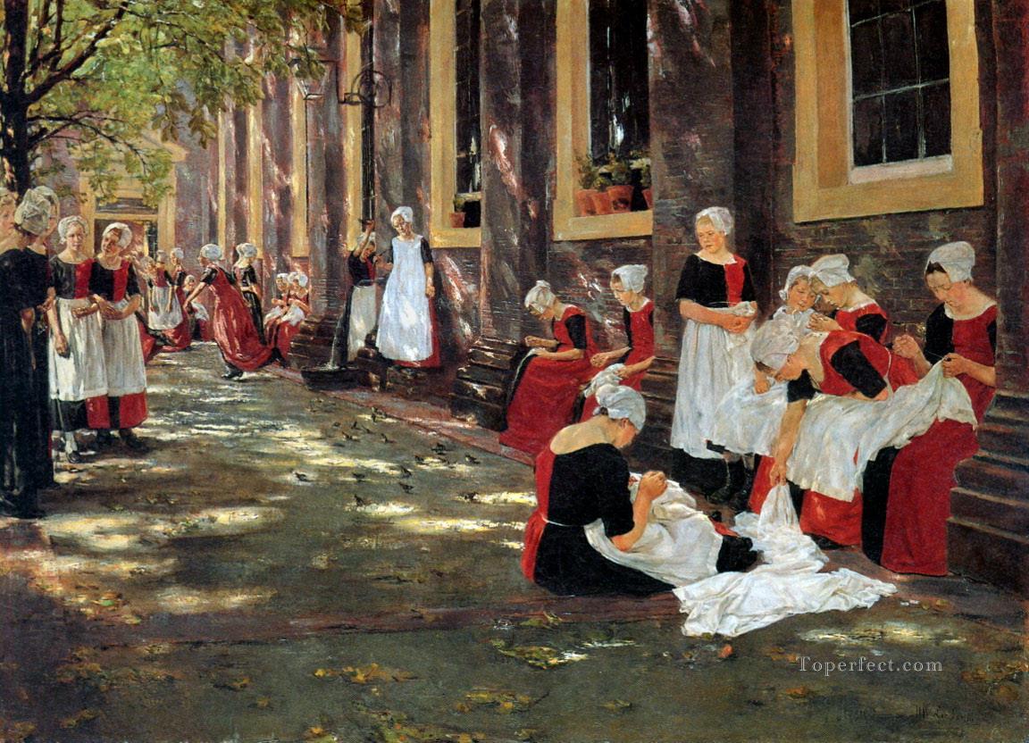 Hora libre en el orfanato de Amsterdam 1876 Max Liebermann Impresionismo alemán Pintura al óleo